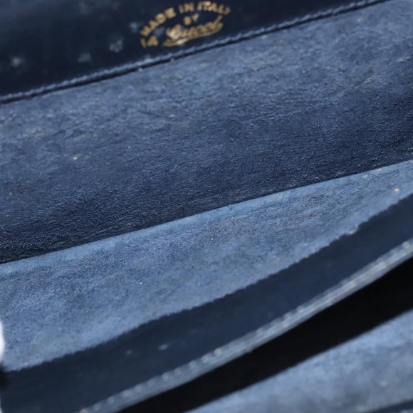 GUCCI GG Supreme Shoulder Bag PVC Navy Gold Auth BA7379