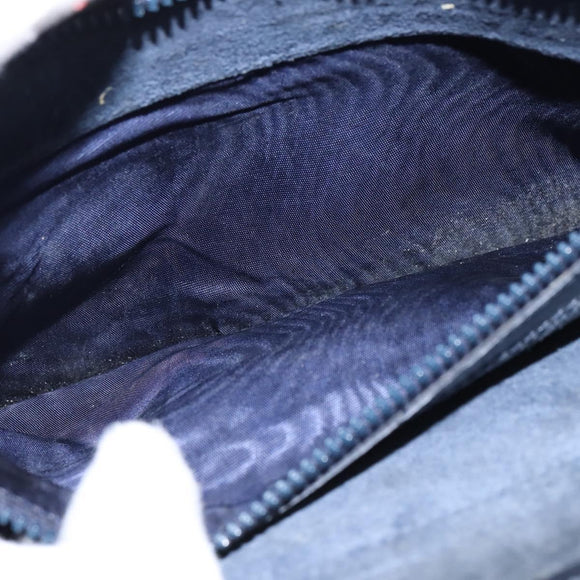 GUCCI GG Supreme Shoulder Bag PVC Navy Gold Auth BA7379