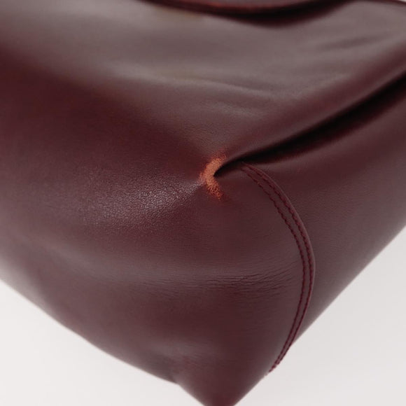 GUCCI Hand Bag Leather Red Gold Auth BA7380