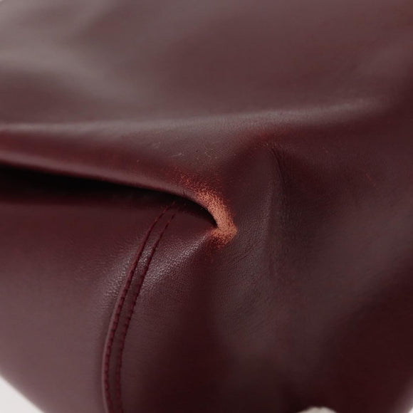 GUCCI Hand Bag Leather Red Gold Auth BA7380