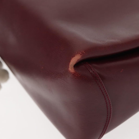 GUCCI Hand Bag Leather Red Gold Auth BA7380