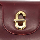 GUCCI Hand Bag Leather Red Gold Auth BA7380-17