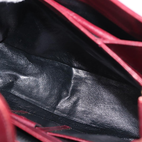 GUCCI Hand Bag Leather Red Gold Auth BA7380