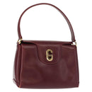 GUCCI Hand Bag Leather Red Gold Auth BA7380-1