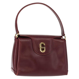 GUCCI Hand Bag Leather Red Gold Auth BA7380