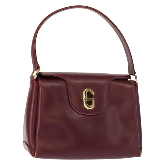 GUCCI Hand Bag Leather Red Gold Auth BA7380