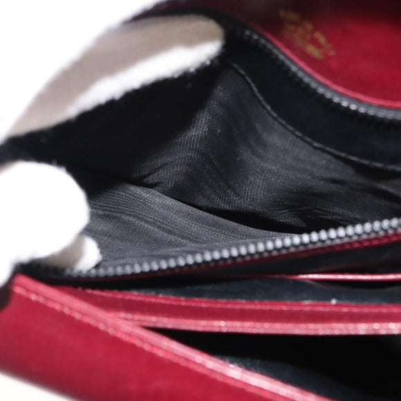 GUCCI Hand Bag Leather Red Gold Auth BA7380