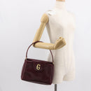 GUCCI Hand Bag Leather Red Gold Auth BA7380-21