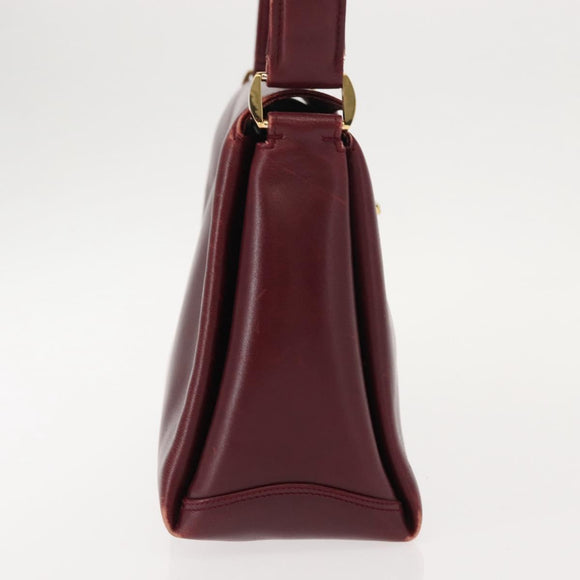 GUCCI Hand Bag Leather Red Gold Auth BA7380