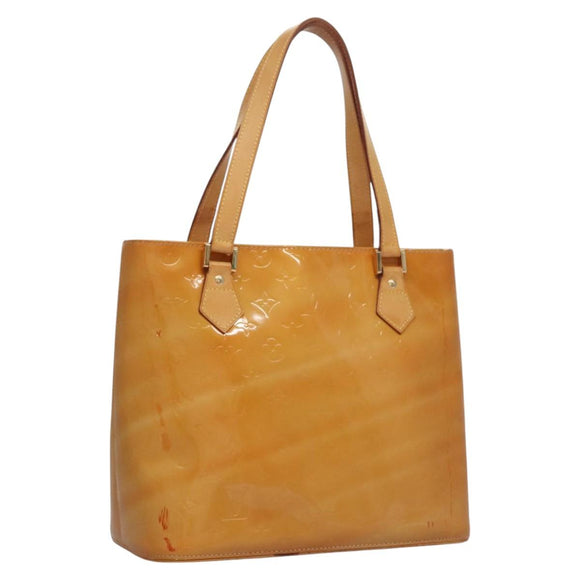 LOUIS VUITTON Monogram Vernis Houston Hand Bag Beige M91004 LV Auth BA742