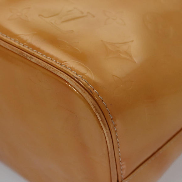 LOUIS VUITTON Monogram Vernis Houston Hand Bag Beige M91004 LV Auth BA742