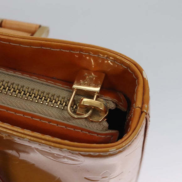 LOUIS VUITTON Monogram Vernis Houston Hand Bag Beige M91004 LV Auth BA742
