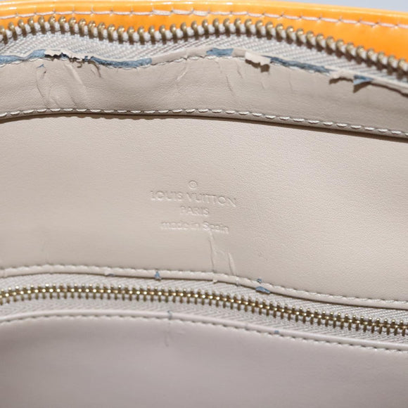 LOUIS VUITTON Monogram Vernis Houston Hand Bag Beige M91004 LV Auth BA742