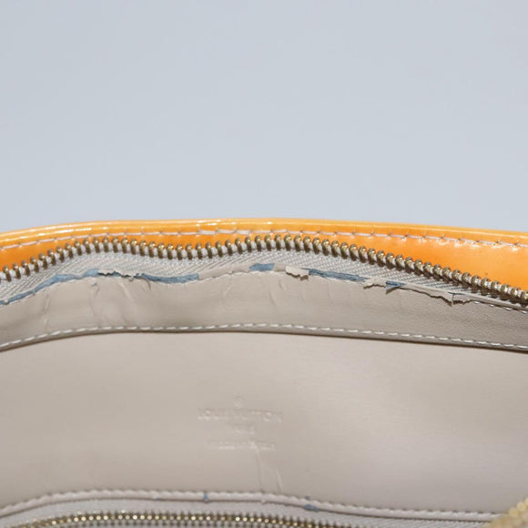 LOUIS VUITTON Monogram Vernis Houston Hand Bag Beige M91004 LV Auth BA742