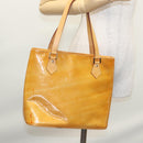LOUIS VUITTON Monogram Vernis Houston Hand Bag Beige M91004 LV Auth BA742-26