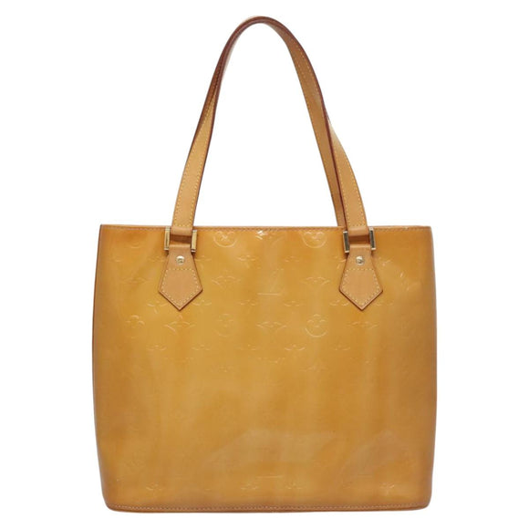 LOUIS VUITTON Monogram Vernis Houston Hand Bag Beige M91004 LV Auth BA742