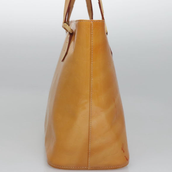 LOUIS VUITTON Monogram Vernis Houston Hand Bag Beige M91004 LV Auth BA742