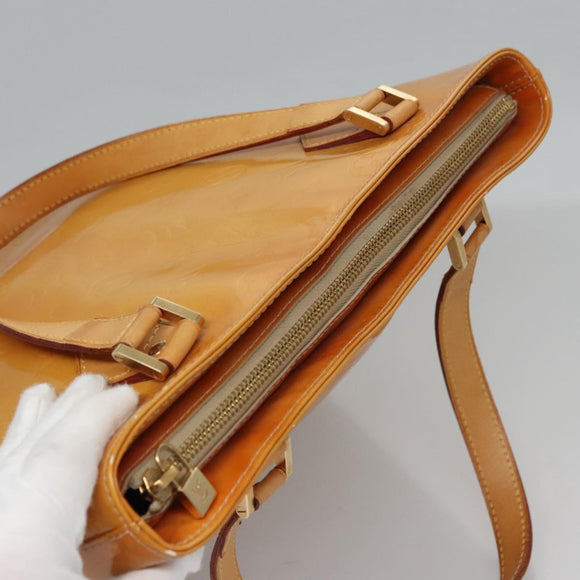 LOUIS VUITTON Monogram Vernis Houston Hand Bag Beige M91004 LV Auth BA742