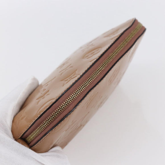 LOUIS VUITTON Monogram Vernis Pochette Pouch Rose Velours M90008 LV Auth BA7432