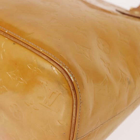 LOUIS VUITTON Monogram Vernis Houston Hand Bag Beige M91004 LV Auth BA7435