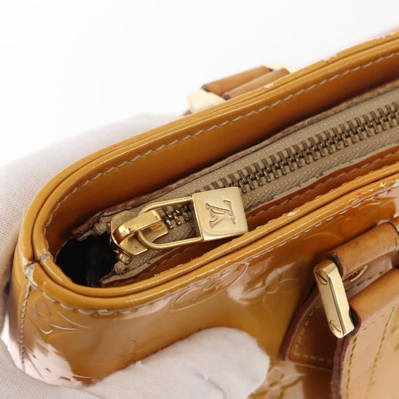LOUIS VUITTON Monogram Vernis Houston Hand Bag Beige M91004 LV Auth BA7435