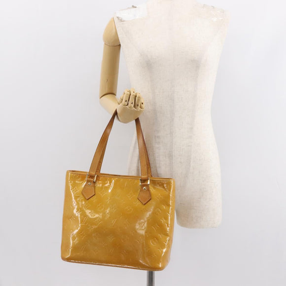 LOUIS VUITTON Monogram Vernis Houston Hand Bag Beige M91004 LV Auth BA7435
