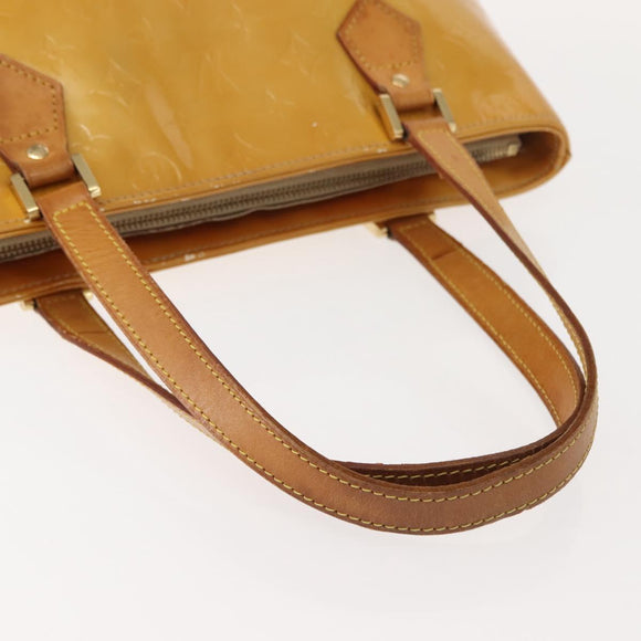 LOUIS VUITTON Monogram Vernis Houston Hand Bag Beige M91004 LV Auth BA7435