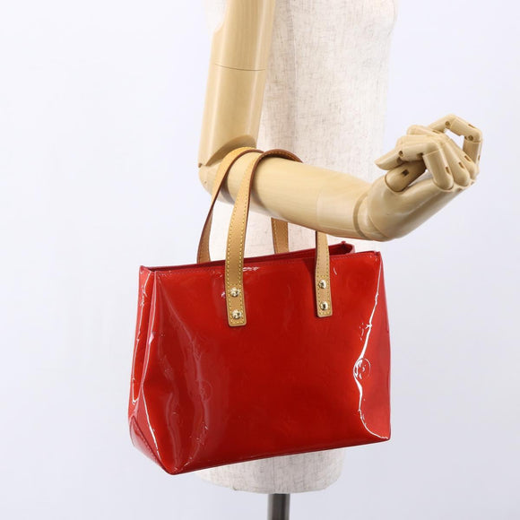 LOUIS VUITTON Monogram Vernis Reade PM Hand Bag Red Rouge M91088 LV Auth BA7437