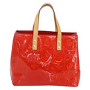 LOUIS VUITTON Monogram Vernis Reade PM Hand Bag Red Rouge M91088 LV Auth BA7437-2
