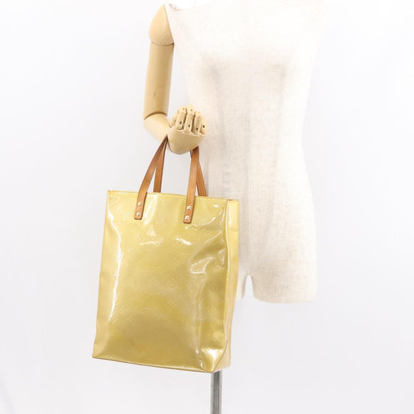 LOUIS VUITTON Monogram Vernis Reade MM Hand Bag Beige M91141 LV Auth BA7440