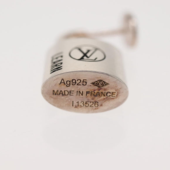 LOUIS VUITTON Lockit Learn Earring metal Silver Q16091 LV Auth BA7450