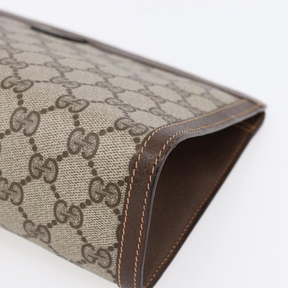 GUCCI GG Supreme Web Sherry Line Clutch Bag PVC Beige Gold 89 01 033 Auth BA7453