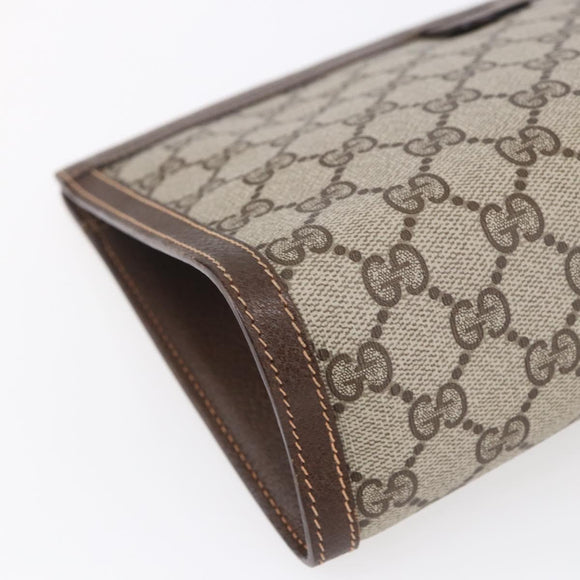 GUCCI GG Supreme Web Sherry Line Clutch Bag PVC Beige Gold 89 01 033 Auth BA7453