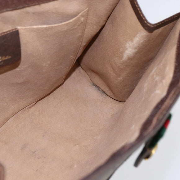 GUCCI GG Supreme Web Sherry Line Clutch Bag PVC Beige Gold 89 01 033 Auth BA7453