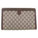 GUCCI GG Supreme Web Sherry Line Clutch Bag PVC Beige Gold 89 01 033 Auth BA7453-3