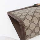 GUCCI GG Supreme Web Sherry Line Clutch Bag PVC Beige Gold 89 01 033 Auth BA7453-9