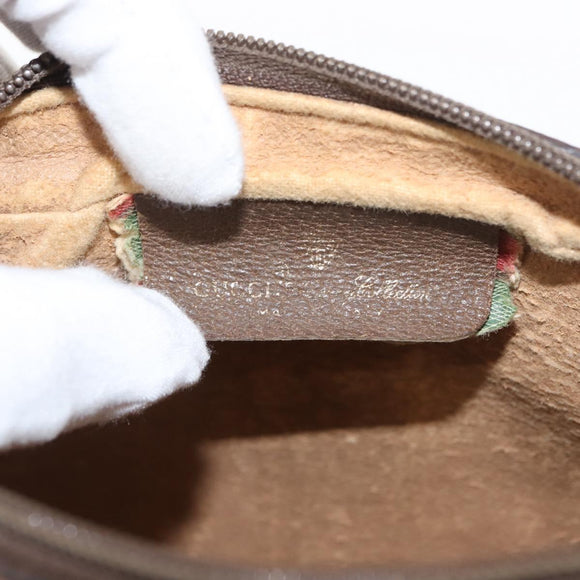 GUCCI GG Supreme Web Sherry Line Clutch Bag PVC Beige Gold 89 01 012 Auth BA7455