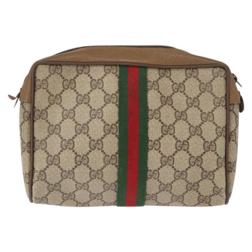 GUCCI GG Supreme Web Sherry Line Clutch Bag PVC Beige Gold 89 01 012 Auth BA7455 - 0