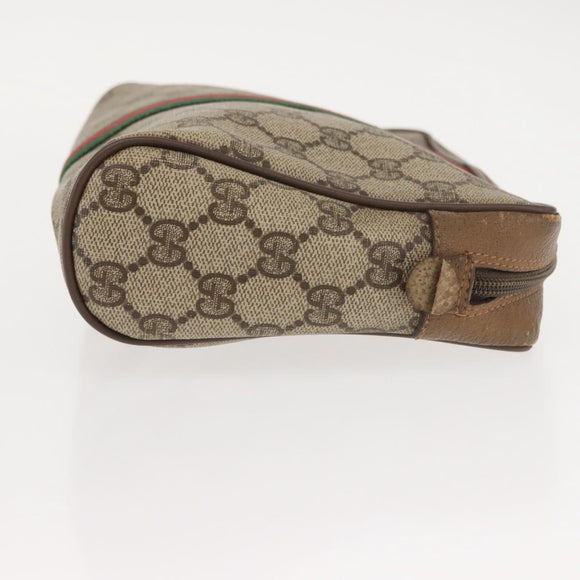 GUCCI GG Supreme Web Sherry Line Clutch Bag PVC Beige Gold 89 01 012 Auth BA7455