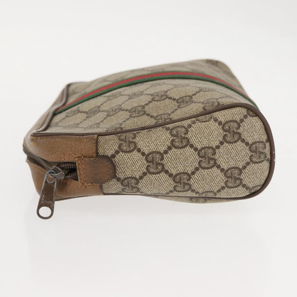 GUCCI GG Supreme Web Sherry Line Clutch Bag PVC Beige Gold 89 01 012 Auth BA7455