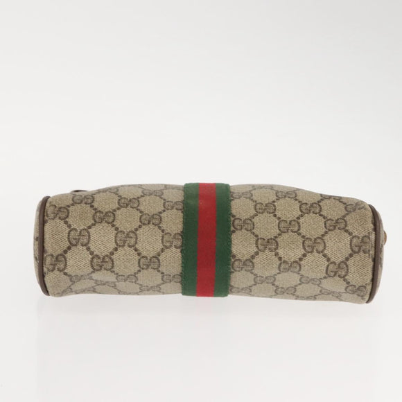 GUCCI GG Supreme Web Sherry Line Clutch Bag PVC Beige Gold 89 01 012 Auth BA7455