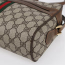 GUCCI GG Supreme Web Sherry Line Shoulder Bag PVC Beige Gold Auth BA7456-14