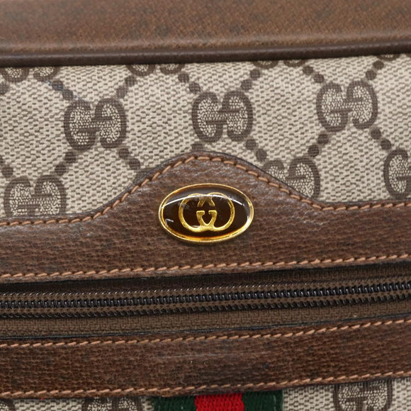 GUCCI GG Supreme Web Sherry Line Shoulder Bag PVC Beige Gold Auth BA7456