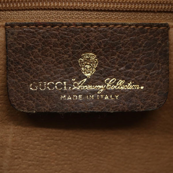 GUCCI GG Supreme Web Sherry Line Shoulder Bag PVC Beige Gold Auth BA7456