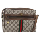 GUCCI GG Supreme Web Sherry Line Shoulder Bag PVC Beige Gold Auth BA7456-1