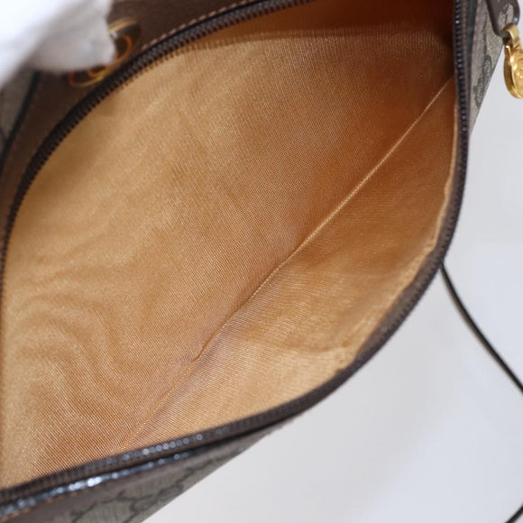 GUCCI GG Supreme Web Sherry Line Shoulder Bag PVC Beige Gold Auth BA7456