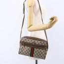 GUCCI GG Supreme Web Sherry Line Shoulder Bag PVC Beige Gold Auth BA7456-23
