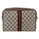 GUCCI GG Supreme Web Sherry Line Shoulder Bag PVC Beige Gold Auth BA7456-2