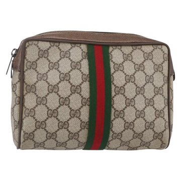 GUCCI GG Supreme Web Sherry Line Clutch Bag PVC Beige 75 01 012 Auth BA7457