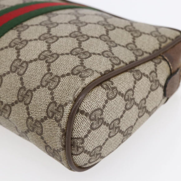 GUCCI GG Supreme Web Sherry Line Clutch Bag PVC Beige 75 01 012 Auth BA7457
